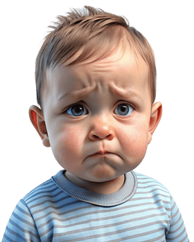 Toddler Baby Displaying Emotional Outburst in Transparent Background png