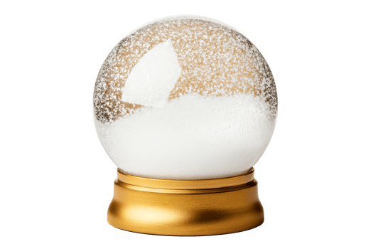 Snow globe, Christmas decoration with golden stand, cut out transparent png