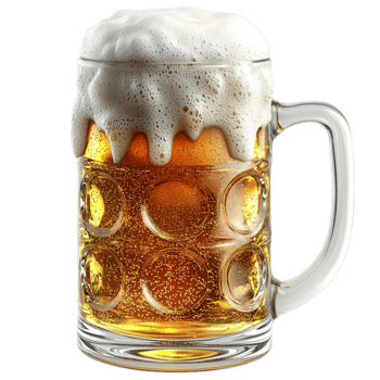 Tall beer mug thick foamy head refreshing golden drink png