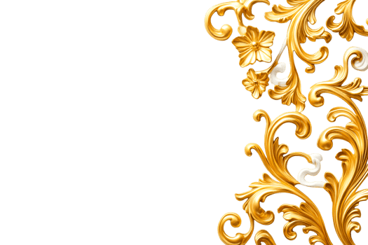 Ornate gold scroll embellishments, baroque design, cut out transparent png