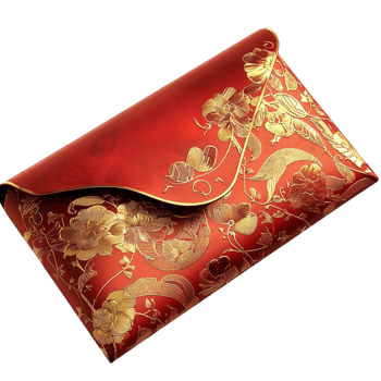 Luxurious red envelope golden floral designs elegant sealed closure png