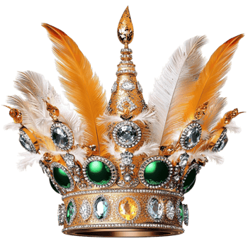 Ornate golden crown emerald gemstones intricate regal detailing png