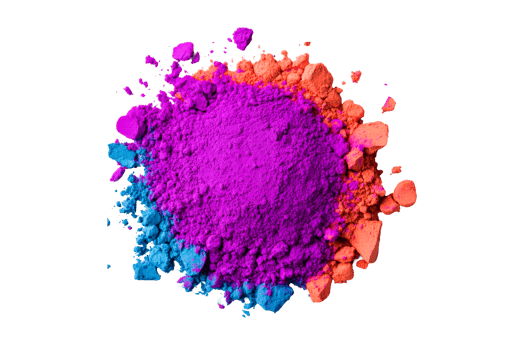 Colorful powder explosion background of vibrant pigment , cut out transparent png