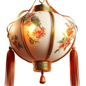 Decorative Chinese lantern golden details beautiful red tassels hanging gracefully png