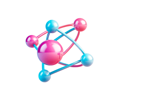 Colorful Atom Model with Pink and Blue, cut out transparent png