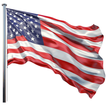 Proudly waving American flag red white blue stripes png
