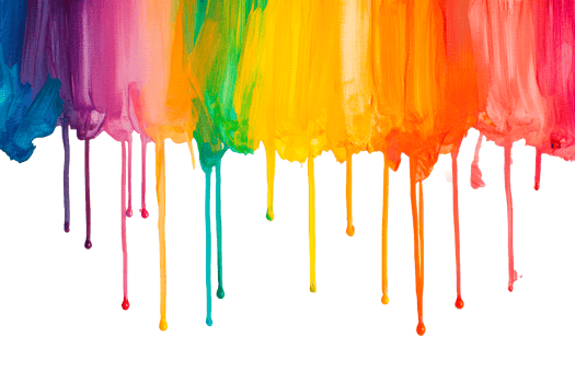 Paint drips with rainbow colors, dripping, isolated, cut out transparent png