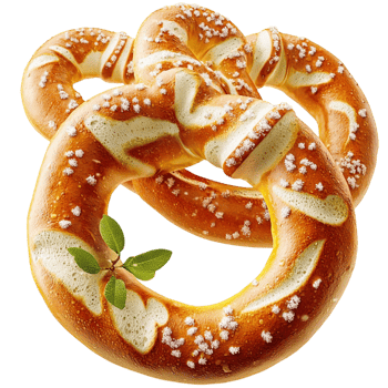 Delicious golden brown pretzels sprinkled crunchy sea salt crystals png