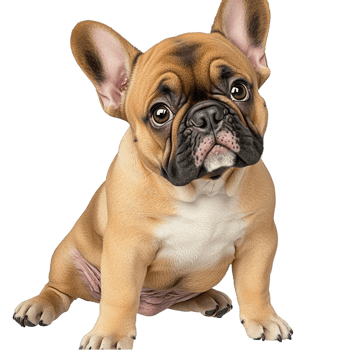Cute brown French bulldog puppy sitting big curious eyes png