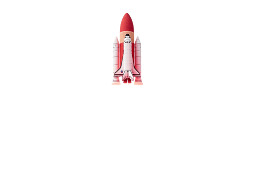 Space Shuttle Launching into Orbit in a Clean Black Background, cut out transparent png