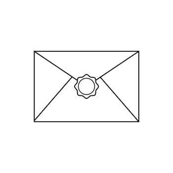 Mail Envelope with Wax Seal Outline Icon Illustration on White Background vector