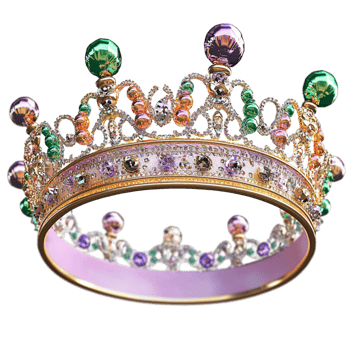 Royal golden crown adorned sparkling gemstones in different dazzling colors png