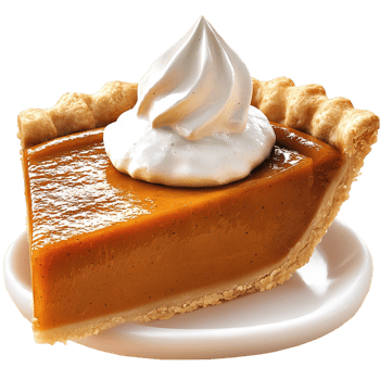 Delicious slice of pumpkin pie topped fluffy whipped cream png