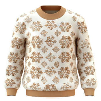 Cozy beige winter sweater a soft knitted pattern golden details png