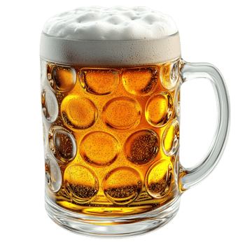 Tall glass beer mug filled golden liquid thick foam png