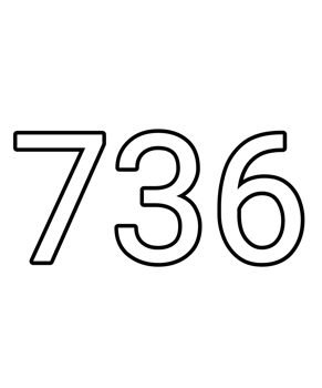 Black and white color numbers 736 png