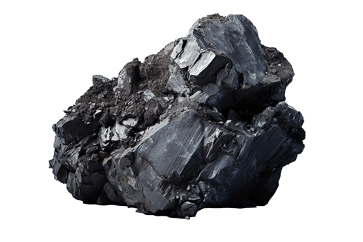 A solid piece of coal isolated on transparent background png