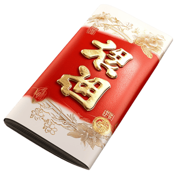 Red festive envelope featuring golden Chinese characters for good fortune png