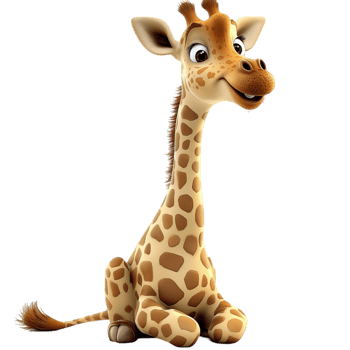 Cute cartoon giraffe a long neck big expressive eyes looking curiously forward png