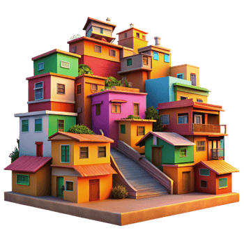 beautiful abstract A Vibrant Street Scene in a Favela high quality png