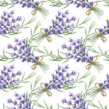 Lavender bouquet seamless pattern. Hand drawn watercolor illustration of purple Provencal flowers. For wrapping paper, textile, covers, fabric, wallpaper. png