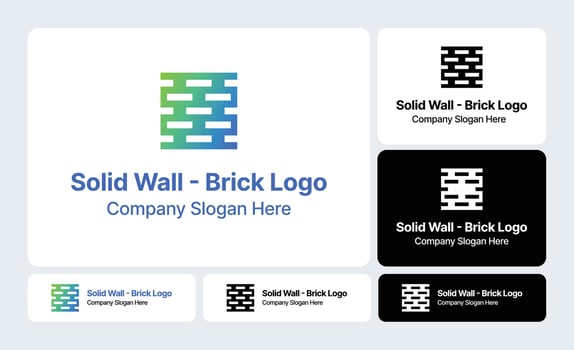 Solid Wall - Brick Logo - Sturdy Brick Wall Design vector