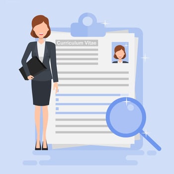 Curriculum Vitae Review Illustration. New employee recruitment concept. Illustration for banners, and presentations. vector