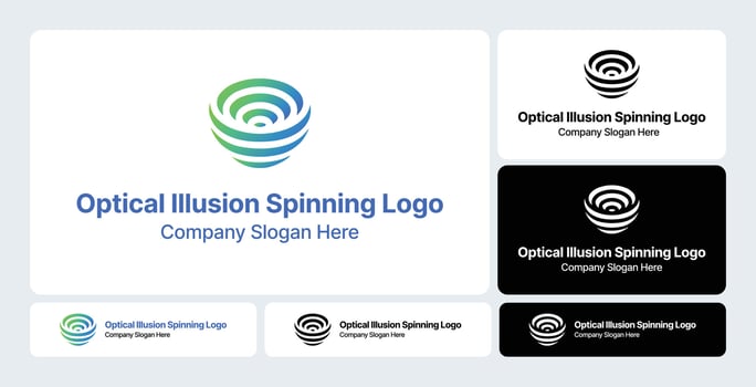 Optical Illusion Spinning Logo - Mesmerizing Rotational Design vector