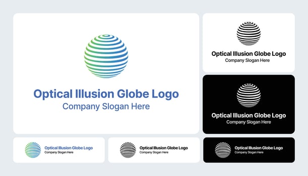 Optical Illusion Globe Logo - Mesmerizing Spherical Design vector