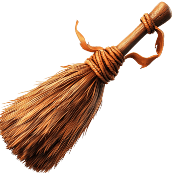Classic wooden broomstick firm bristles resting neatly on the ground looking sturdy perfect for cleaning png