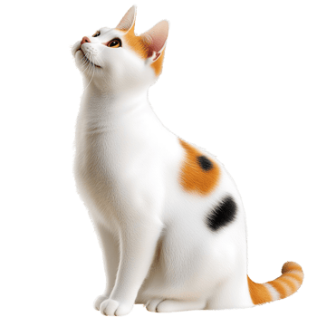 Adorable white brown cat sting gracefully perked ears a curious yet gentle friendly gaze png