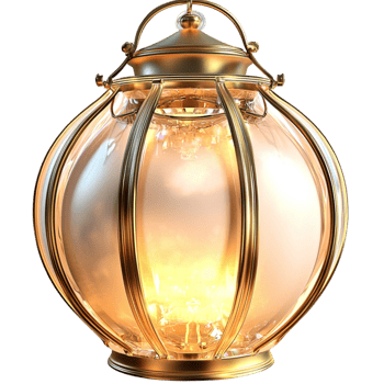 Elegant vintage golden lantern glass panels glowing warmly looking inviting stylish beautifully crafted png