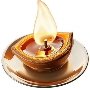 Small decorative oil lamp a burning flame looking warm peaceful perfect for creating a cozy ambiance png