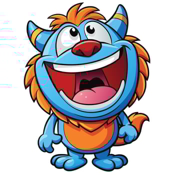 Cartoon monster with wide open mouth, laughing vector