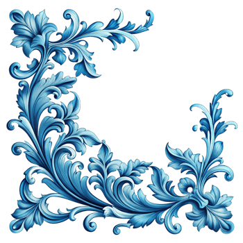 blue floral corner frame with ornament elegant frame is isolated on transparent background png