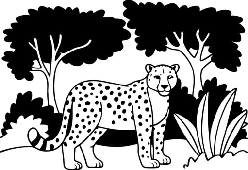 Cheetah in Natural Habitat Illustration for Wildlife Art and Tattoo Designs vector