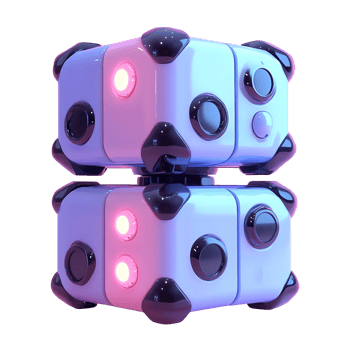 Two stacked futuristic glowing objects with glossy white surfaces png