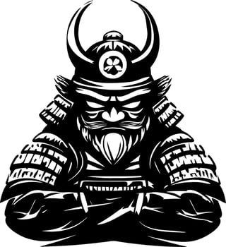 Traditional Japanese Samurai Warrior Design for Tattoo and Coloring Book Art vector