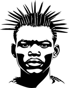 Bold Portrait of Young Man with Spiked Hair for Tattoo Design and Graphic Art vector