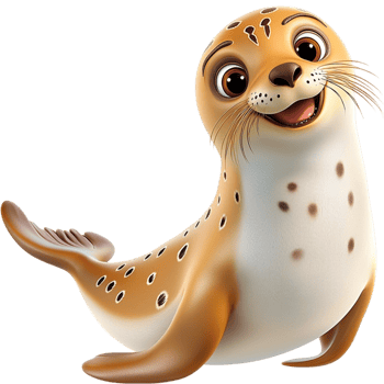 Happy little seal big round eyes a smooth shiny slippery body png