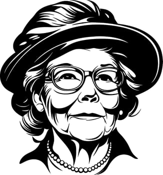 Vintage Female Portrait with Glasses and Hat Retro Style Illustration Suitable for Tattoo Design vector