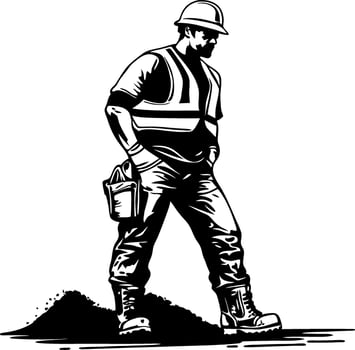 Construction Worker Walking with Tools in Hand for Construction Industry Applications vector