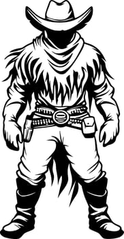 Cowboy Silhouette Character Standing in Western Attire Ideal for Tattoo or Graphic Design vector