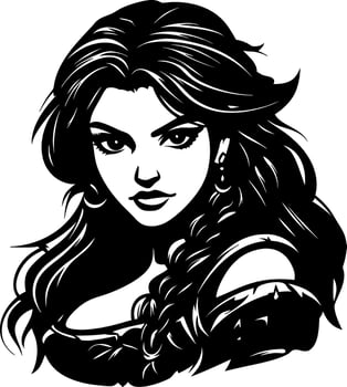 Bold Elegant Woman with Long Flowing Hair Illustration for Tattoo Design and Art Projects vector