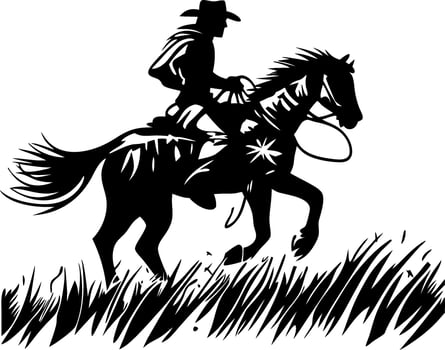 Cowboy Riding Horse Silhouette for Western Theme Decor and Tattoo Design vector