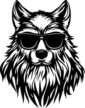 Cool Wolf with Sunglasses Bold Animal Illustration for Tattoo and Apparel Design vector