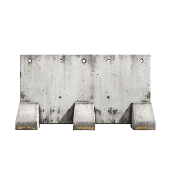 A large concrete barrier with supporting feet is isolated png