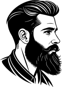 Stylish Vintage Man with Beard Profile Illustration for Tattoo Design and Graphic Projects vector