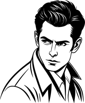 Vintage Style Male Portrait Illustration for Tattoo and Coloring Pages vector