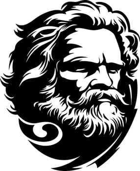 Majestic Vintage Man With Beard Portrait Ideal for Tattoo Design and Graphic Art Projects vector
